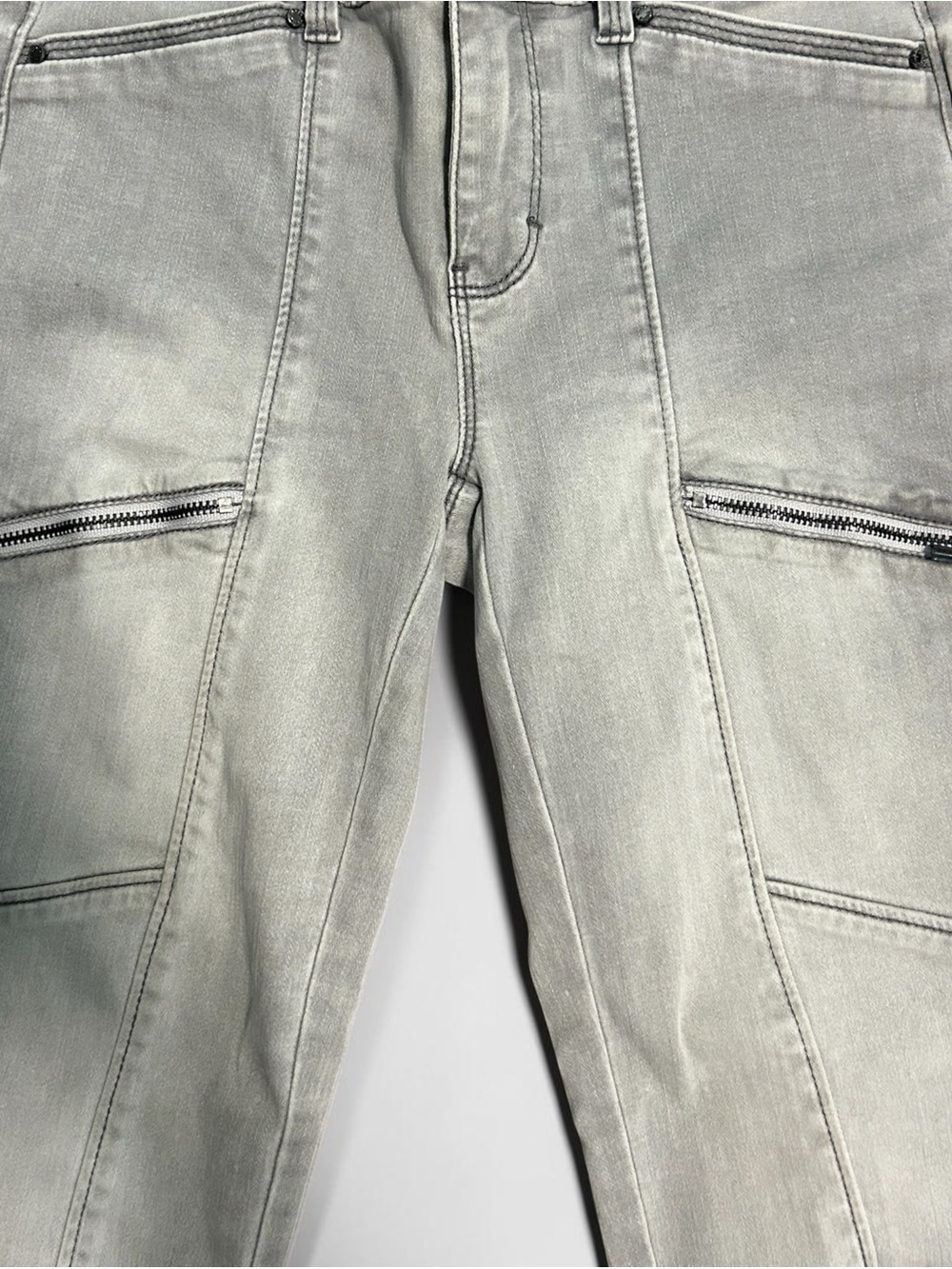 White House Black Market Light Gray Cargo Jeans with Zippered Pockets